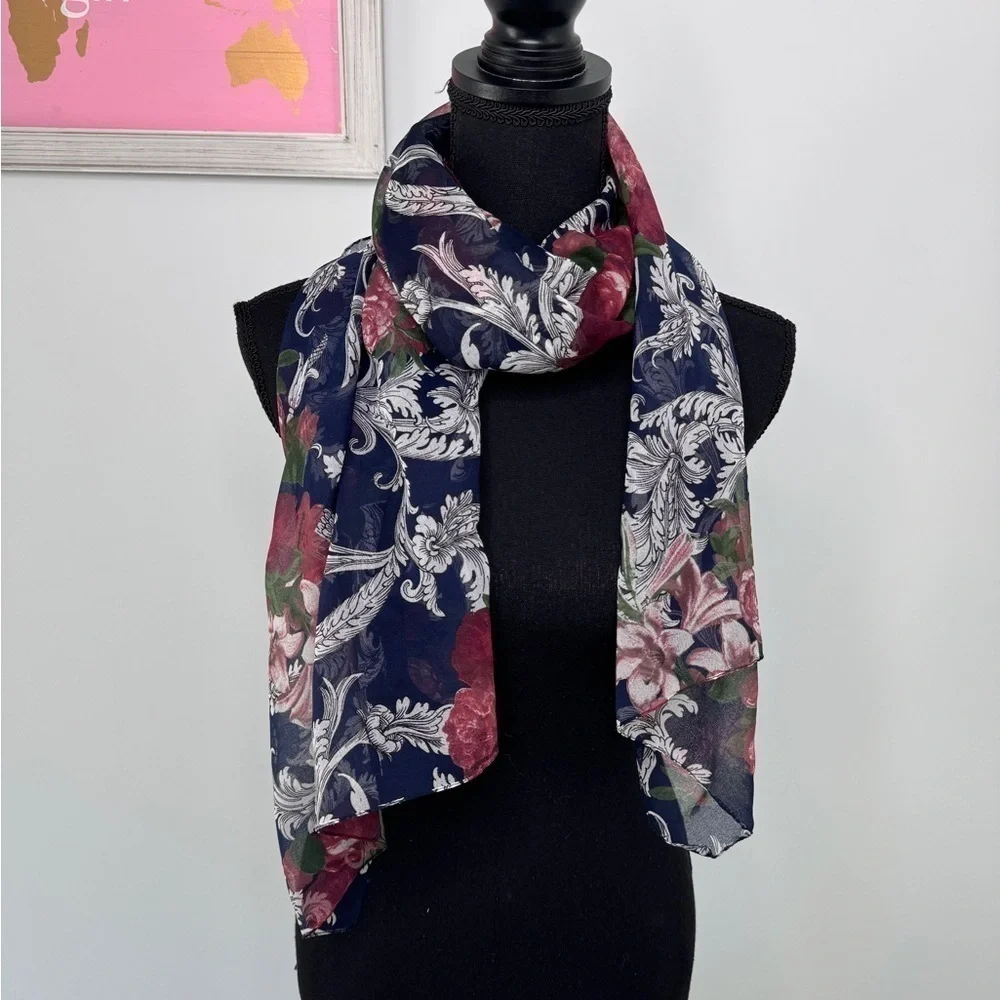 Floral Sheer Women’s Lightweight Scarf 16x62